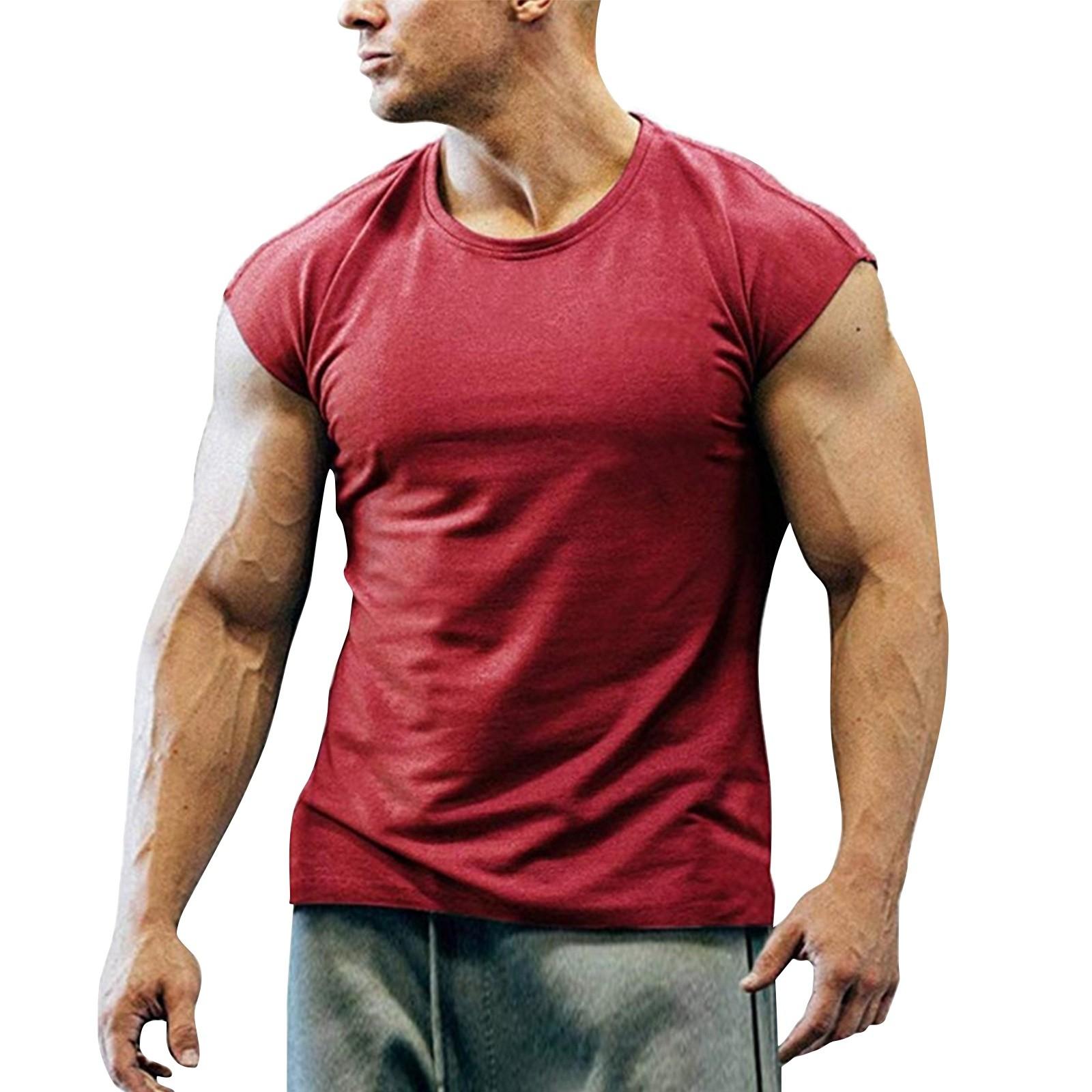 

Мужской летний однотонный спортивный жилет Жилет Мужской спортивный повседневный жилет XXXL красный