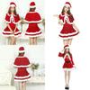Christmas Santa Claus Adult Female Red Pleuche Dress Suit