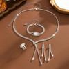 4PC Luxury Necklace Earrings Bracelet Ring Set Simple Women's Fashion Jewelry Kit  Wedding