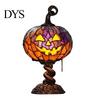 Resin Lamp for Bedroom Stained Glass Halloween Pumpkin Table Lamp, USB Powered Night Light with Dark Academia Desk Decor Warm Glow, Gothic Desktop