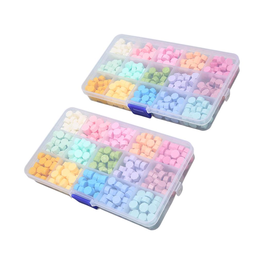 2 Box Sealing Wax Beads Assorted Color Portable Box Packed Widely Used Octagon Wax Beads for Envelop