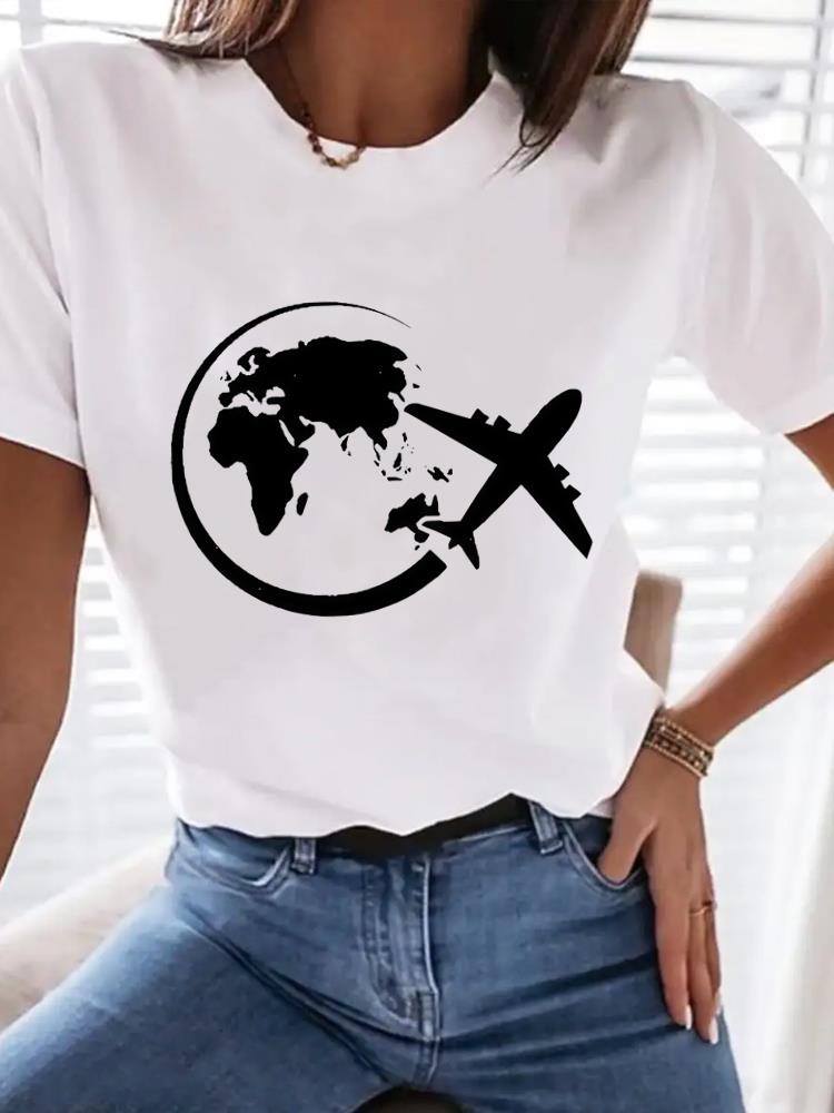 (Asian Size) letter style 90s Women Clothing T Shirt Woman Top Fashion Female Short Sleeve Graphic T-shirts Print Tee