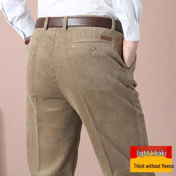 

Мужские вельветовые брюки широкого рубчика на осень/зиму: Двубортные, Свободный крой, Теплые, Толстые, Плюс вельвет, Прямые штанины, Чистый хлопок, Для среднего возраста. 38 (waist 30 inches)