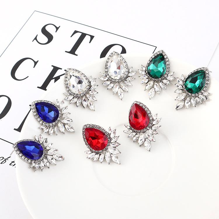 Atmosphärische, modische Wassertropfen-Ohrringe, modische Smaragd-Blitz-Diamant-Wassertropfen-Ohrstecker, Schmuck, Bekleidungszubehör