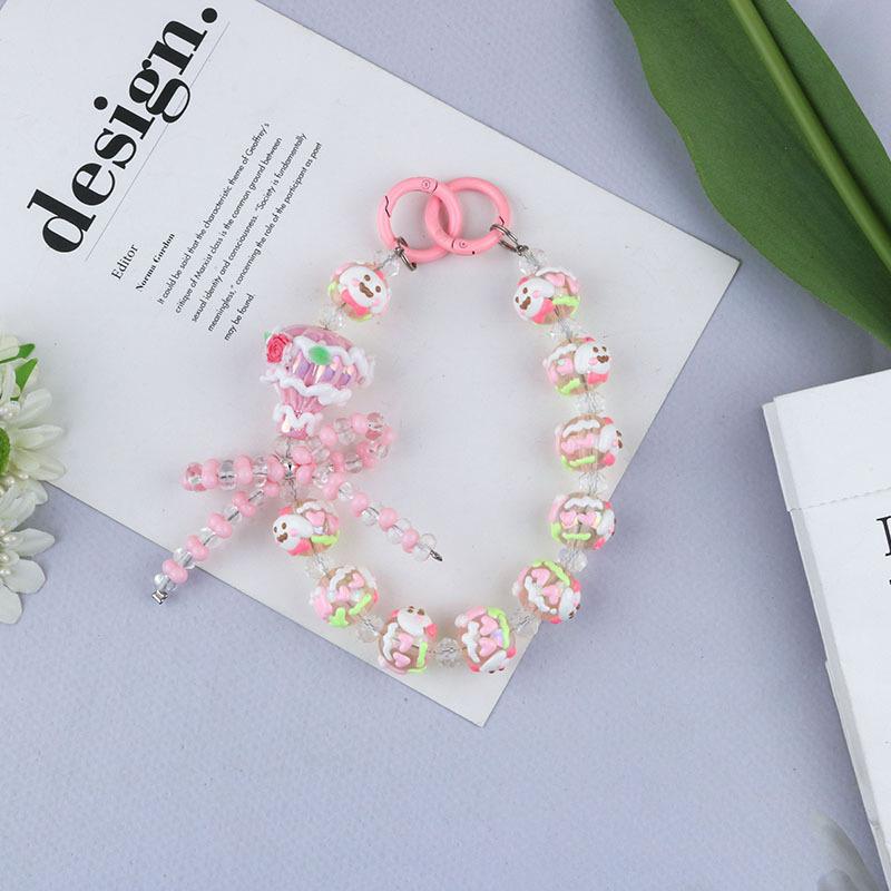 

Анти-потеря цепочка для мобильного телефона милый нарисованный вручную бисерный бант брелок кулон украшение на сумку розовый