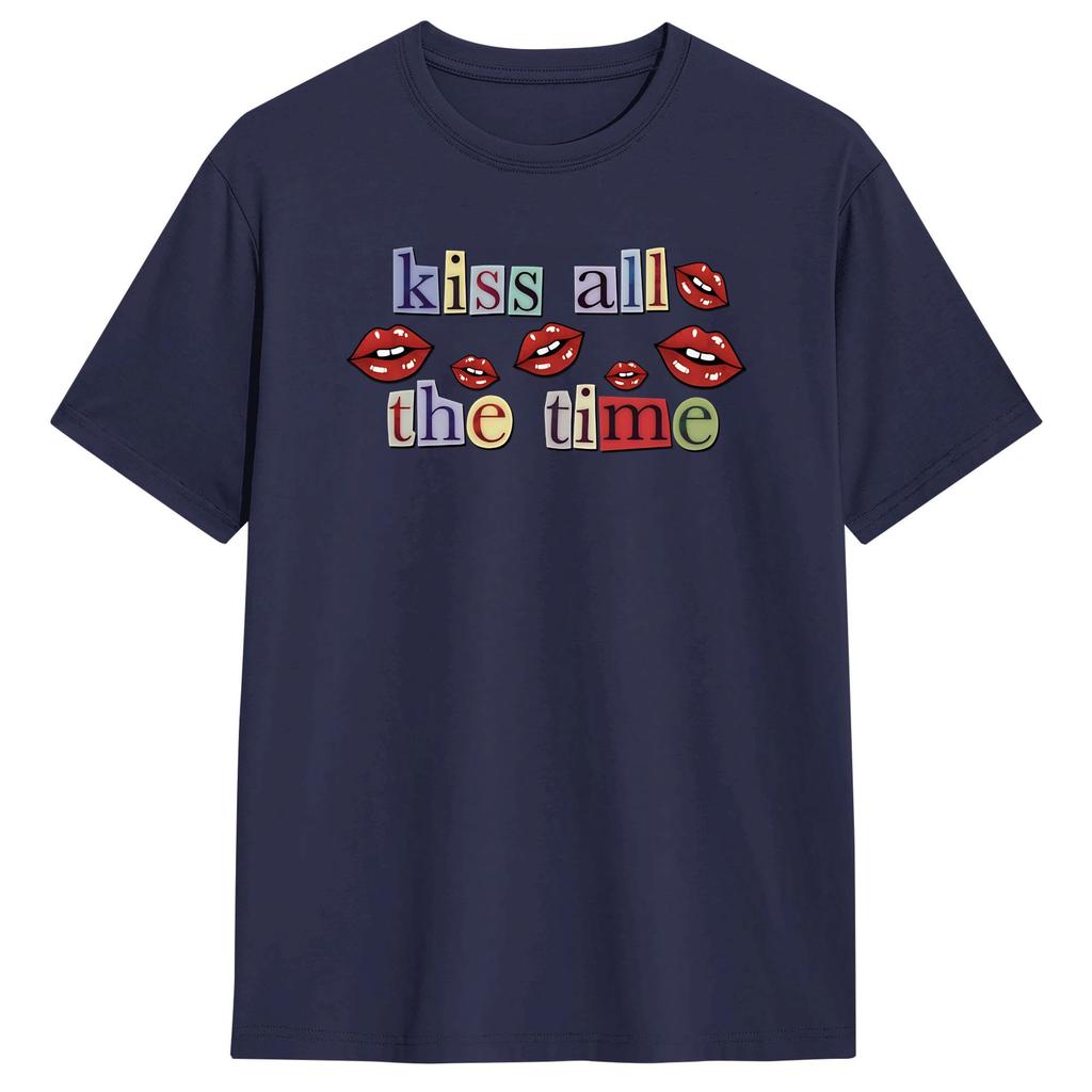 Creative Harrys Styles Kiss All The Time TShirts for Men Round Collar 100 Cotton T Shirts Short Sleeve Tees Printing Clothes
