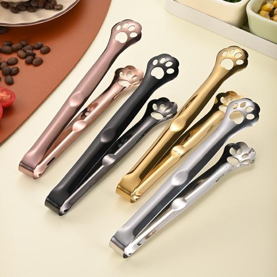 Jijijing Stainless Steel Clip Tongs, Cat Paw Shape, Durable Kitchen Utensils, Heat Resistant Appetizer for Snacks Dessert Ice Candy