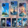 Beauty Cartoon Lighthouse Case For iPhone Max,13,XR,SE,12,15,Pro,17,Plus,11,14,16,X,XS,Mini Transparent Soft Cover