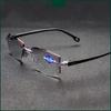 New Rimless Reading Glasses Anti Blue Light Bifocal Far Near Magnification Eyewear for Men Women +150 +200