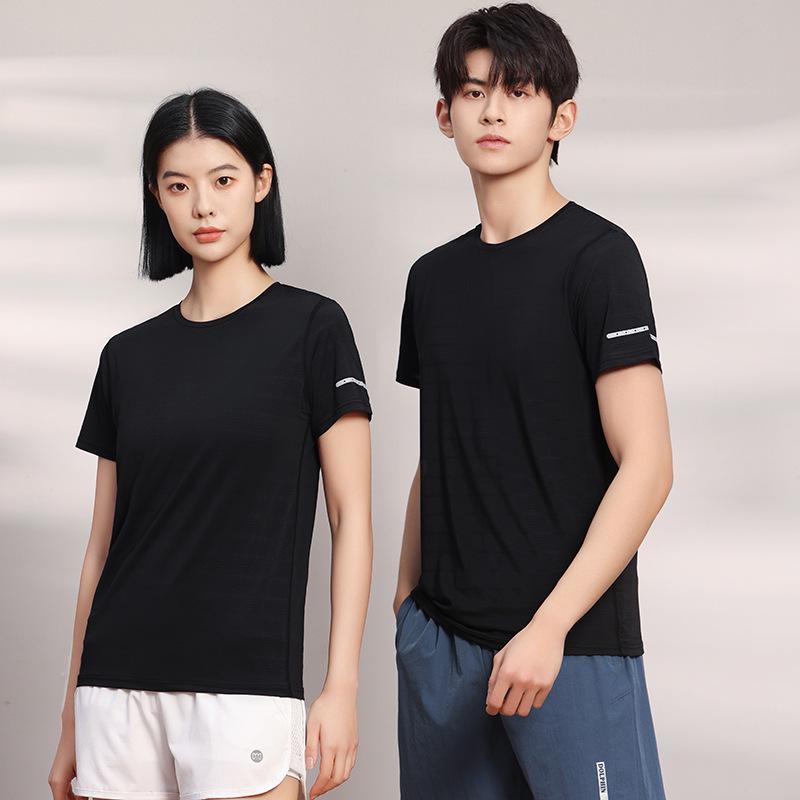 Custom Logo Ice Silk Quick-Dry Running T-Shirt - Crew Neck Short Sleeve Team Workwear