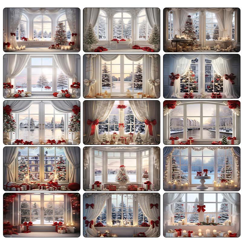 Indoor Window Sill Winter Snow Scene Children Shooting Background Cloth Background Wall Decoration Photo Cloth