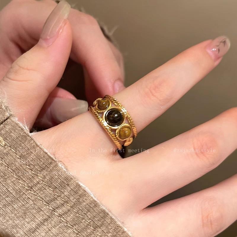 Wind Pearl Zircon Butterfly Ring Female Niche High-end Sense Light Luxury Couple Pair Ring Temperament Open Ring