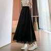 Plus Size Black Chiffon Culottes for Women  Summer Thin 9/10 Length HighWaist Loose WideLeg Pants
