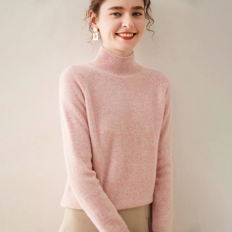 High Neck Cashmere Wool Raglan Sleeve Loose Sweater, 2025 Autumn/Winter Collection