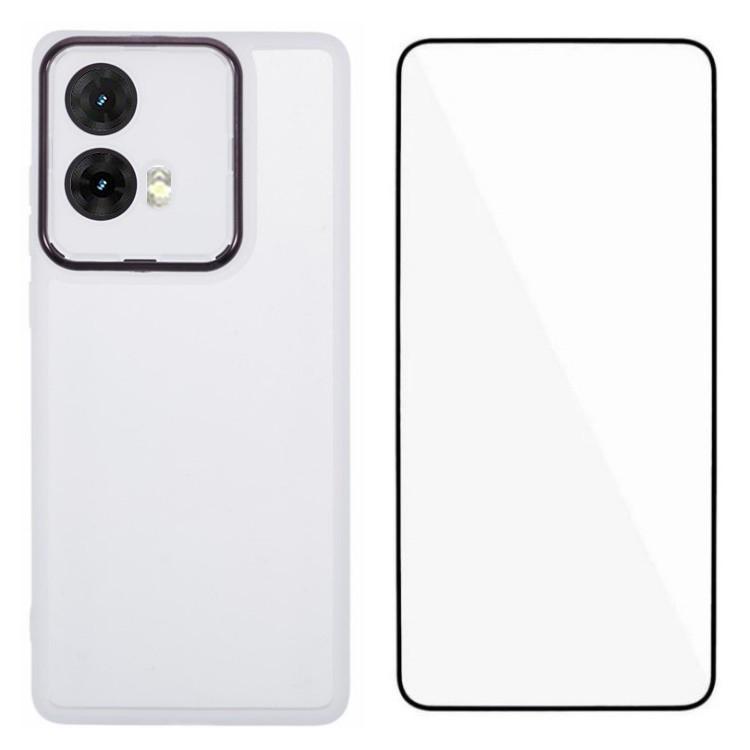 WANLONFENG DKSM Series for Motorola Moto G85 5G TPU Case Electroplated Frame with Tempered Glass