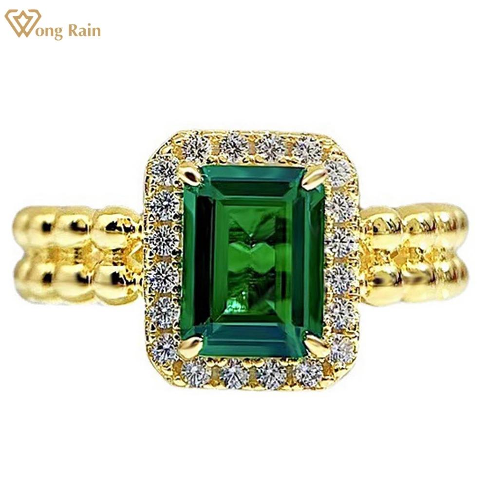 

Wong Rain Винтаж 100% стерлинговое серебро 925 пробы изумрудной огранки 2CT AAAAA цирконы с драгоценными камнями женское кольцо свадебные подарки на помолвку US 5 зелёный