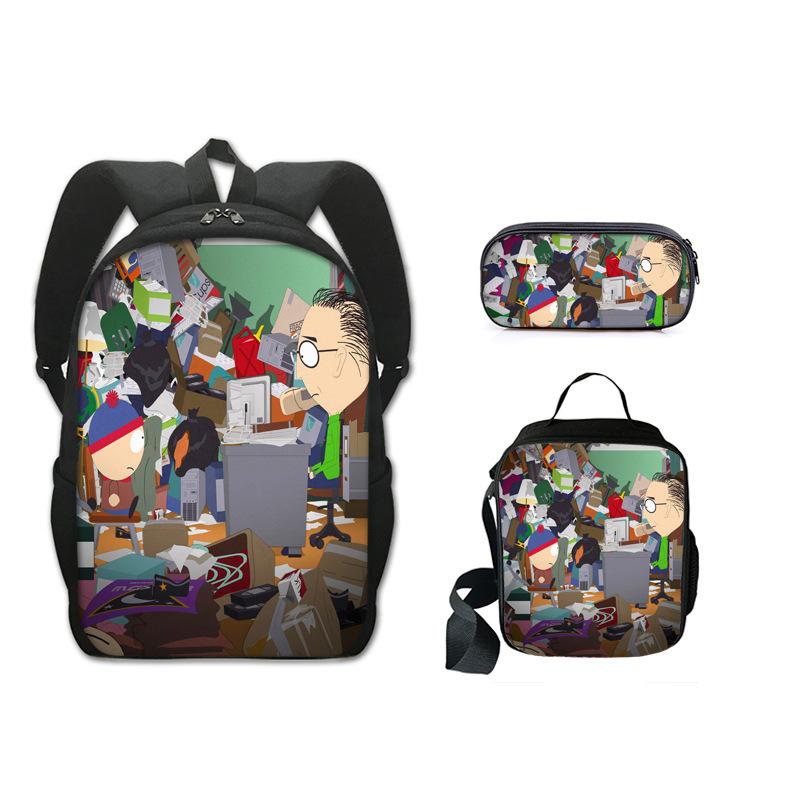 Classic Popular Novelty Funny south park 3D Print 3pcs/Set pupil School Bags Laptop Daypack Backpack Lunch bag Pencil Case