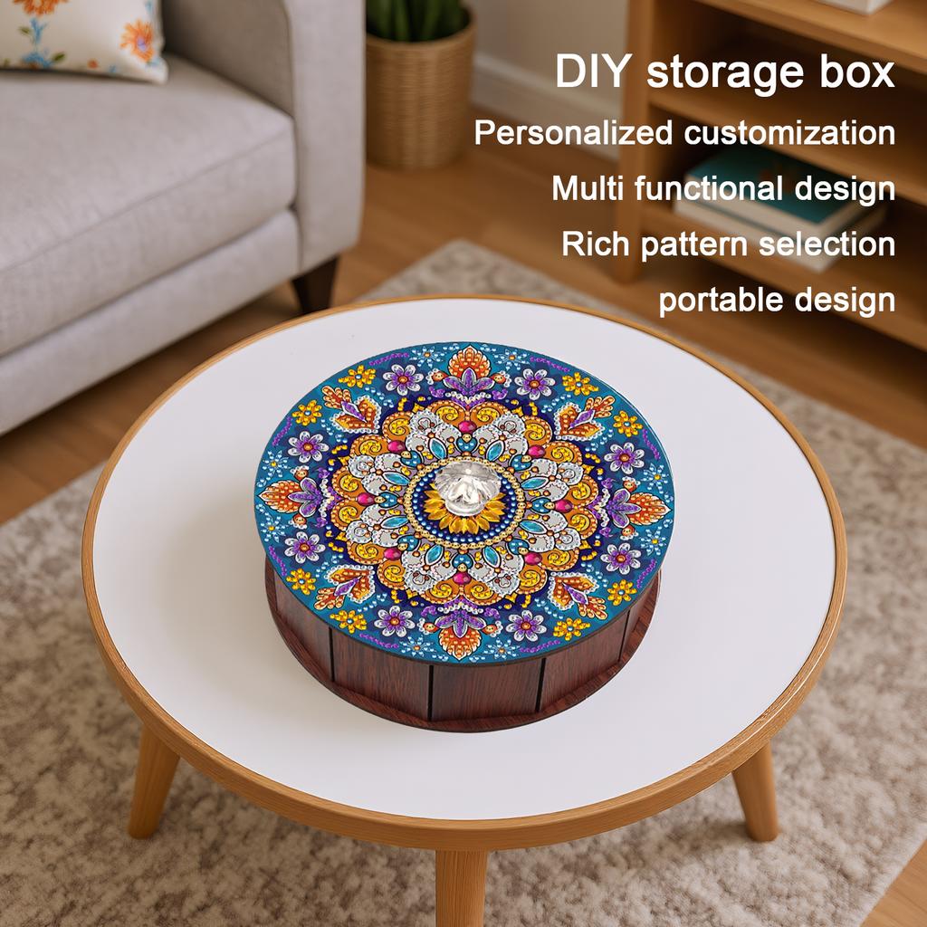 5D DIY Diamond Art Handmade Storage Box Partial Drill Crystal Mosaic Storage Container Crystal Storage Case Kit for Home Decor