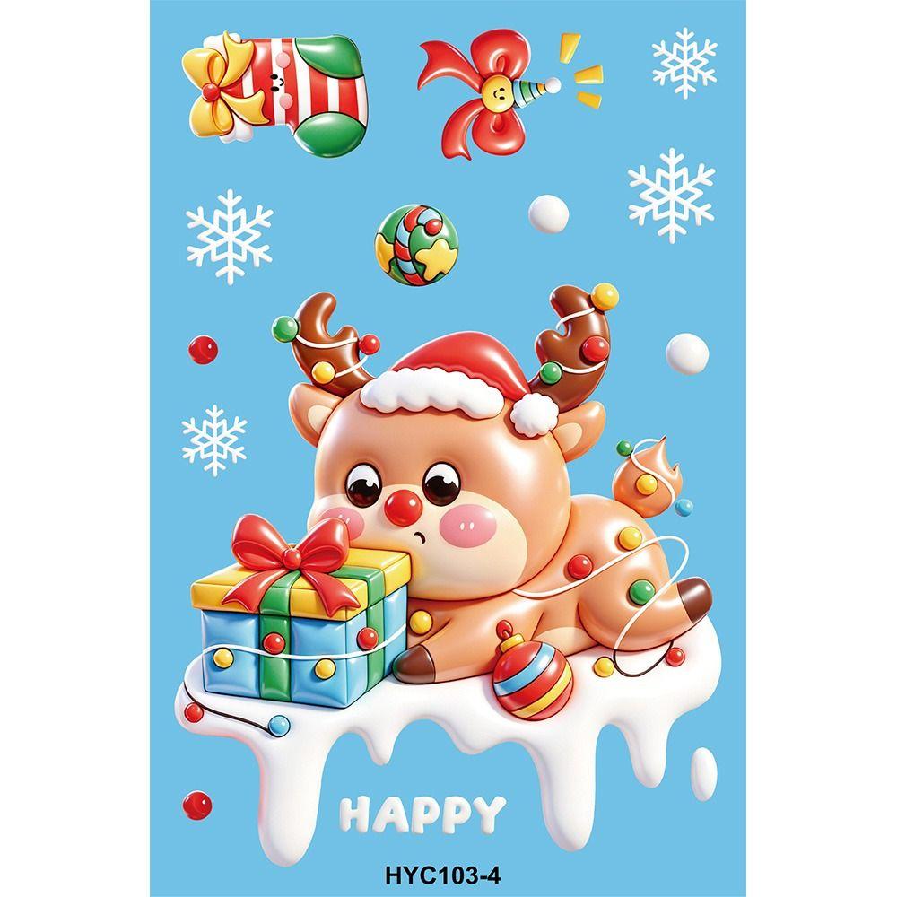 9Pcs PVC Christmas Window Stickers Removable Christmas Static Stickers  New Year Party Decor