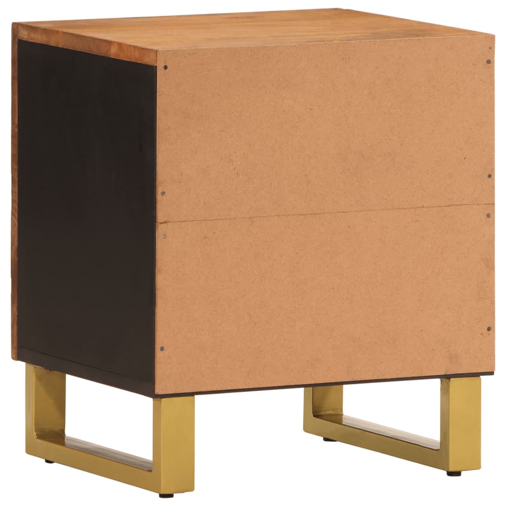 Nightstand in Brown and Black Solid Mango Wood