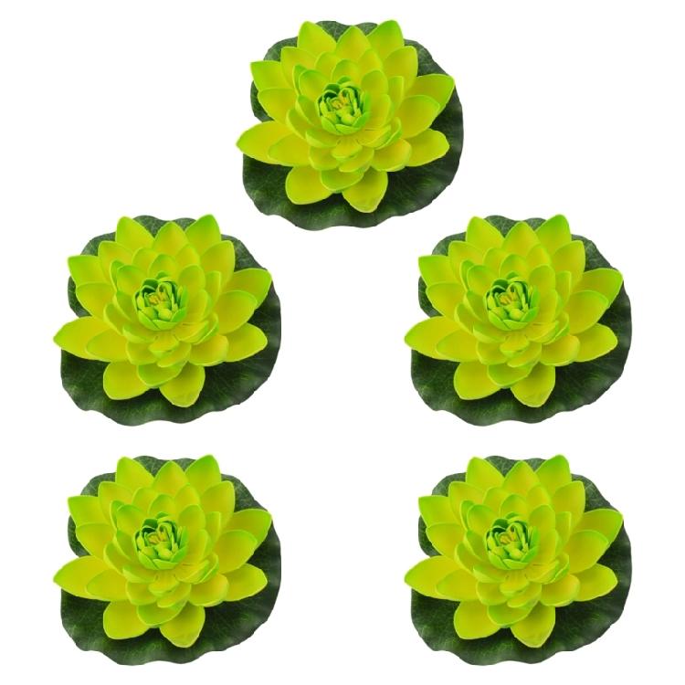 5Pcs 17cm Artificial Floating Foam Flower with Lilies Pad Realistic Pond Plant Ornament For Garden Aquariums Decoration