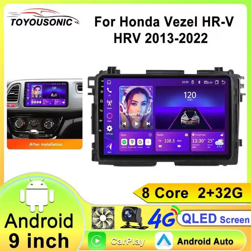Android Carplay Auto Stereo 9" For Honda Vezel HR-V HRV XRV 2013 - 2020 Automotive Car Multimedia Player GPS Navigation DSP