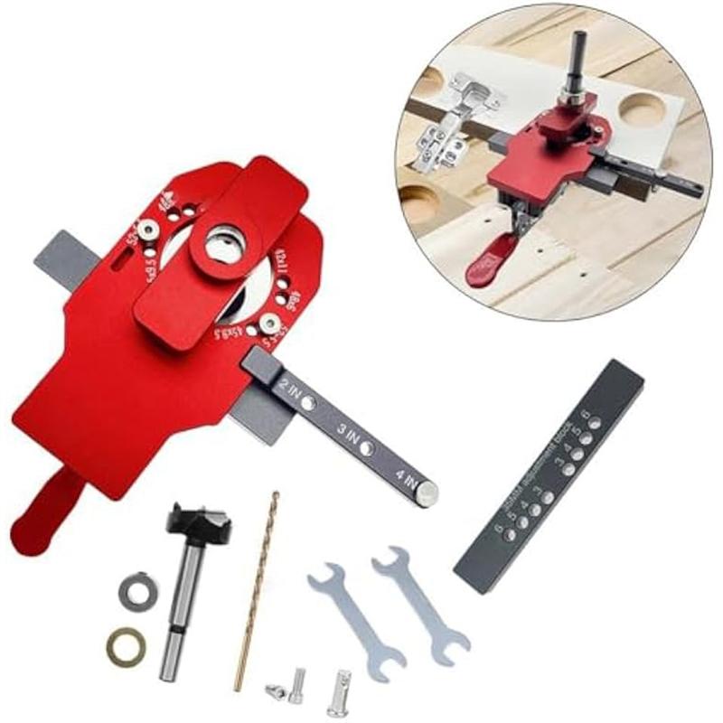 Installation Hole Puncher 35Mm Woodworking Hinge Locator Kit Aluminum Alloy Cabinet Punch Drill Bit DIY Projects