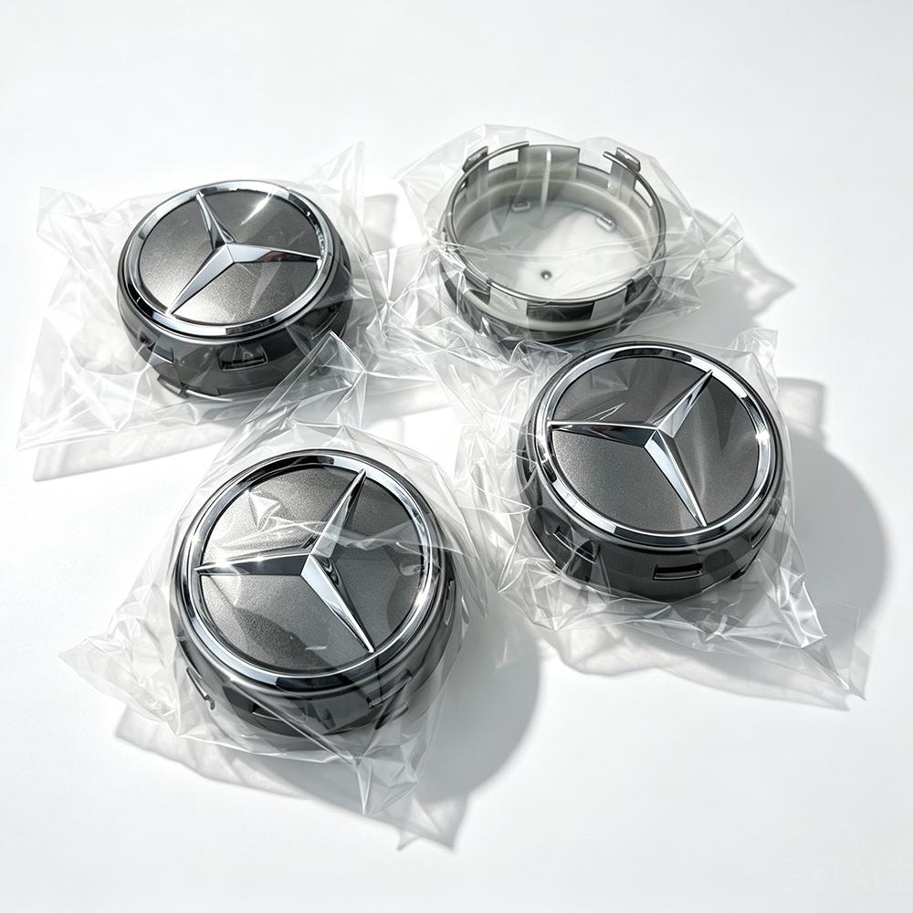 CRN1 4pcs 75mm Car silver Red Wheel Center Hub Caps For Mercedes Benz AMG W212 W205 W204 W211 W213 Accessories A0004000900