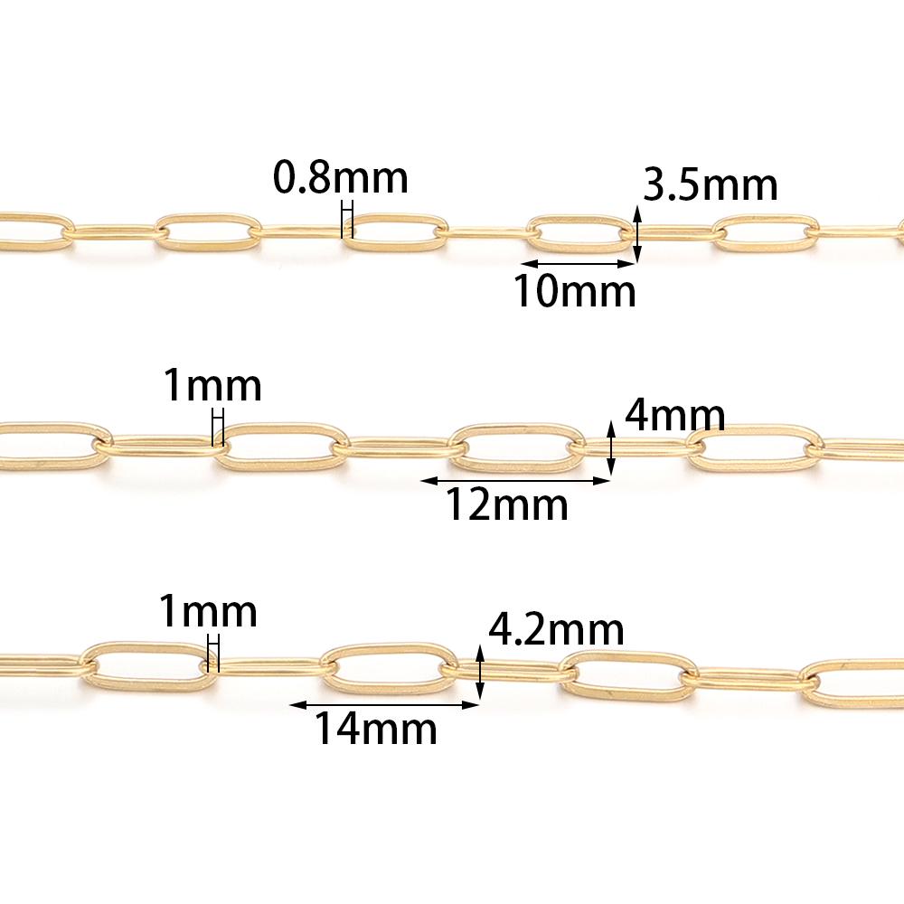 1 Meter Stainless Steel Paperclip Chain Gold Steel Color Link Chains For Jewelry Making DIY Handmade Necklace Bracelet Materials