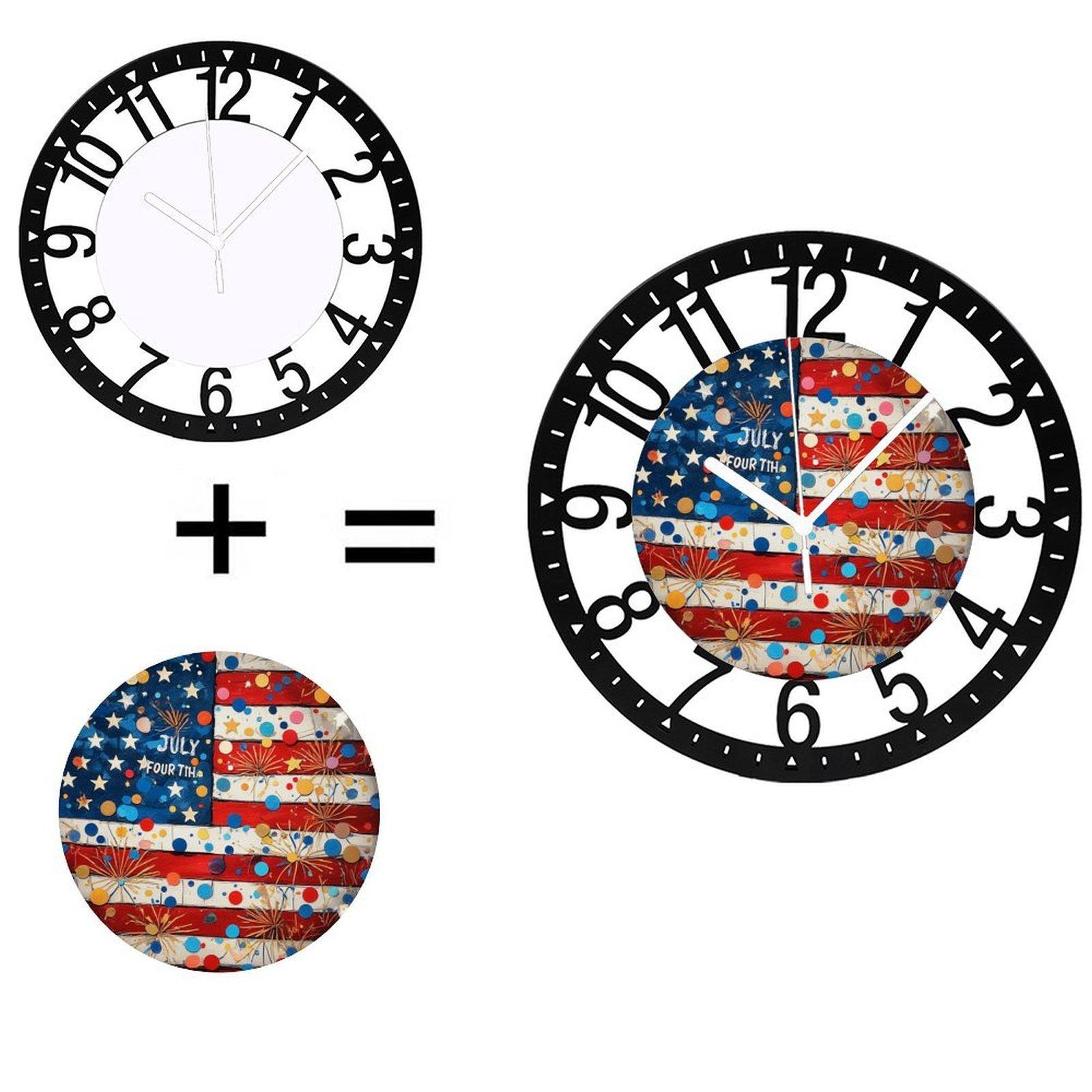 25cm Nordic Iron Round Wall Clock Modern Scandinavian Decor (Black,10 inch(25.40cm))