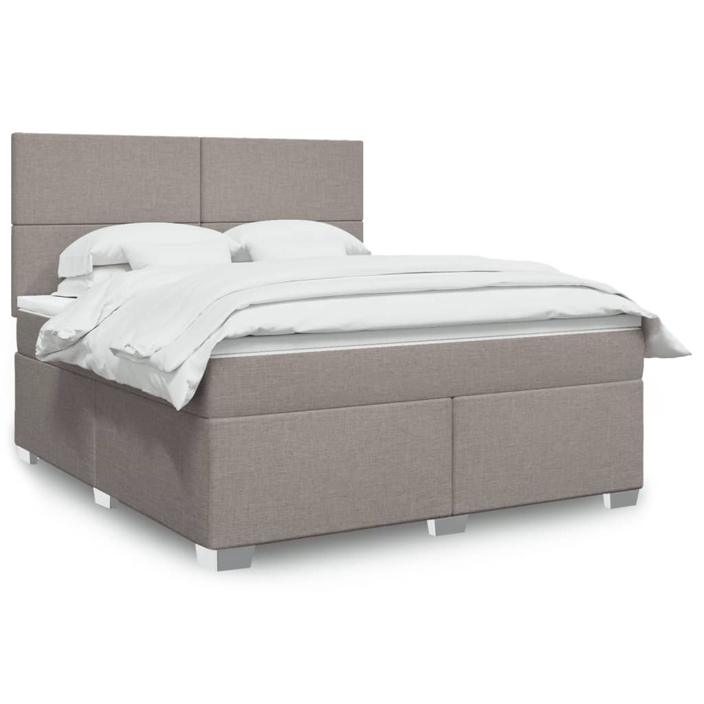 Kontinentalbett mit Matratze, Taupe, Stoff, 180x200 cm