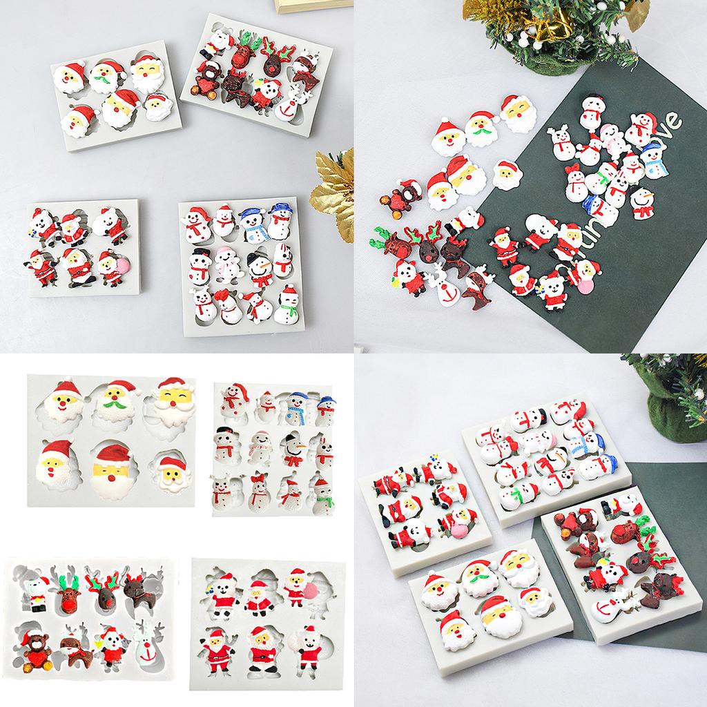 4 stk Julenisse Elg Snømenn Silikonform Fondant Sjokoladeform DIY Julekake Dessertform Bake DIY Forsyninger
