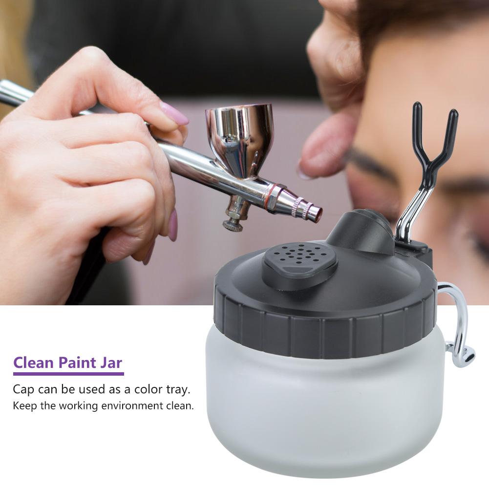 Airbrush Cleaning Pot  Glass Steel and Plastic Made Paint Cleaning Jar(Cleaning Pot Three pcs)