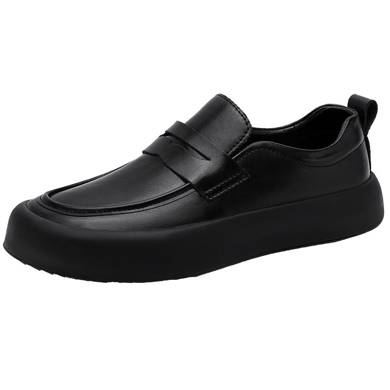 Men s popular genuine leather fashionable and versatile trendy casual shoes men dress 38 чёрный