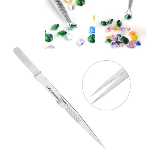 Jeweler's Tweezers, Tweezers for Jewelry, Jewelry Tweezers, Jewelry Tweezers with Locking Catch, Jewelry Making Craft Tool, Non-Slip Design, Adjustabl