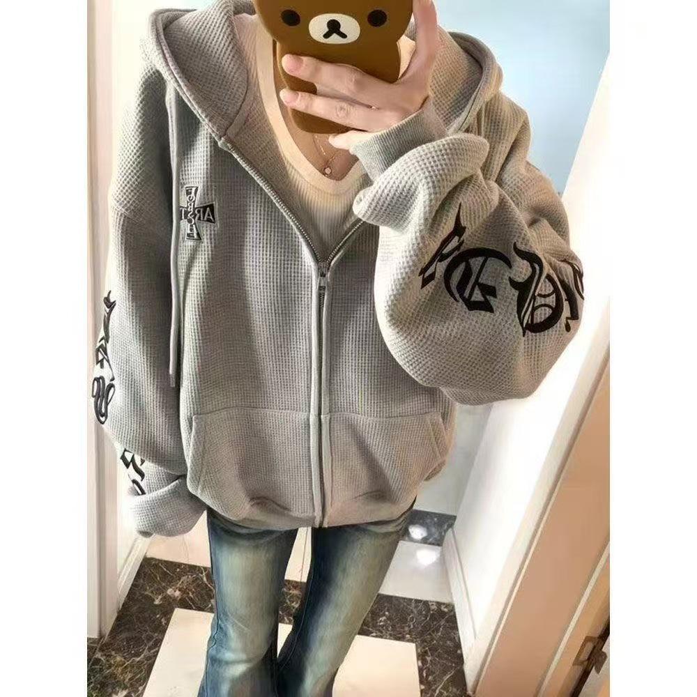 American Style Embroidered Letter Women's Hooded Sweatshirt - New Loose Casual Fit for Autumn and Winter
