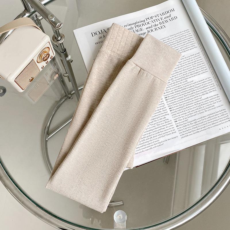 Korean Style Girls' Fleece-Lined Leggings: Thick, Warm Nine-Point Pants with Brushed Cotton Pantyhose for Autumn and Winter