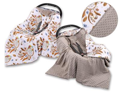 Large Baby Wrap for Stroller Carrier Seat, Double-sided - Dream Catchers White/ash Brown