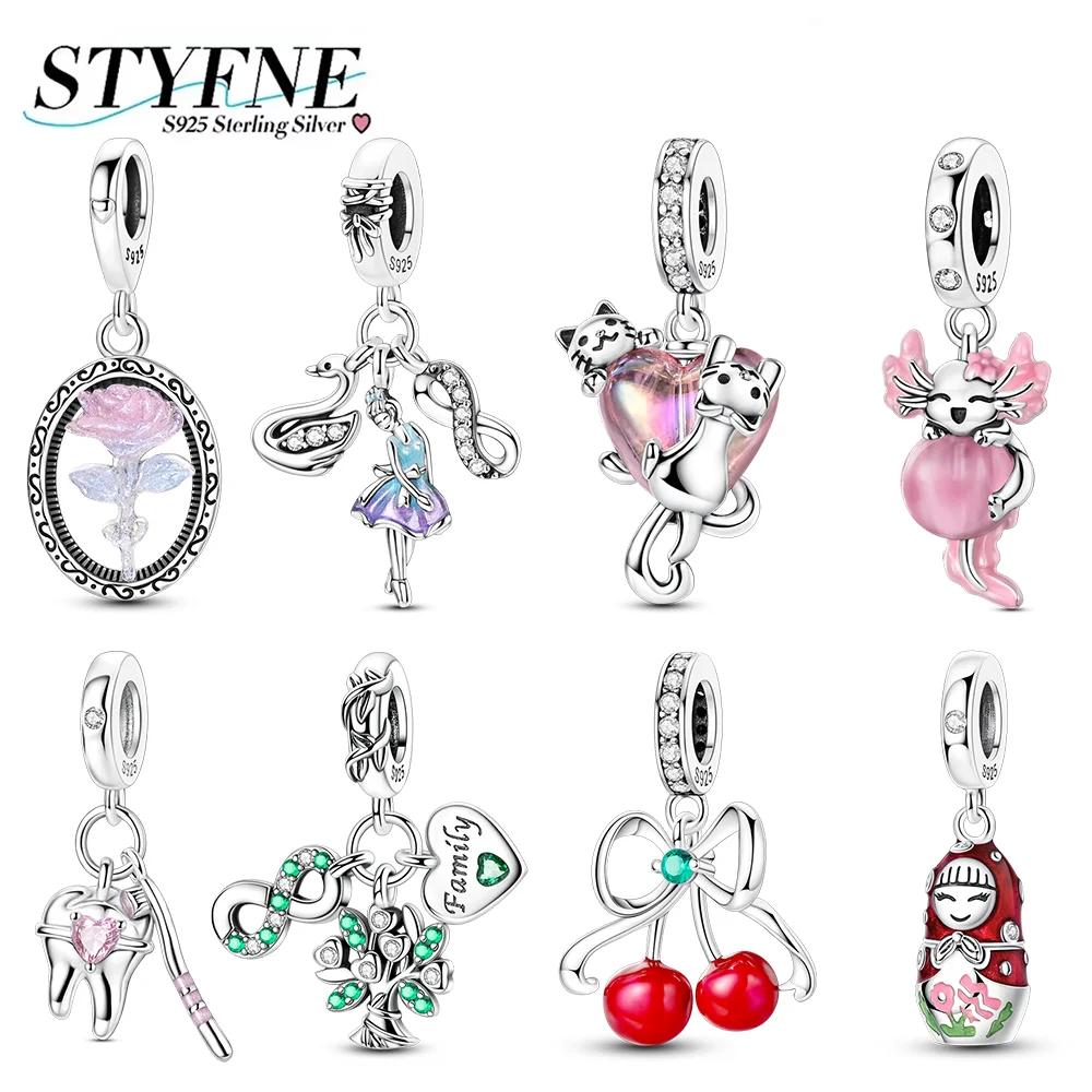 Charm Plataoriginales Luminous Rose Ballet Bead For Charms Copper Bracelet Beads Jewellery Making Women'S Gift