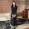 Plus Size Chinese Style Dark Jacquard Spring 2025 Retro Long Dress