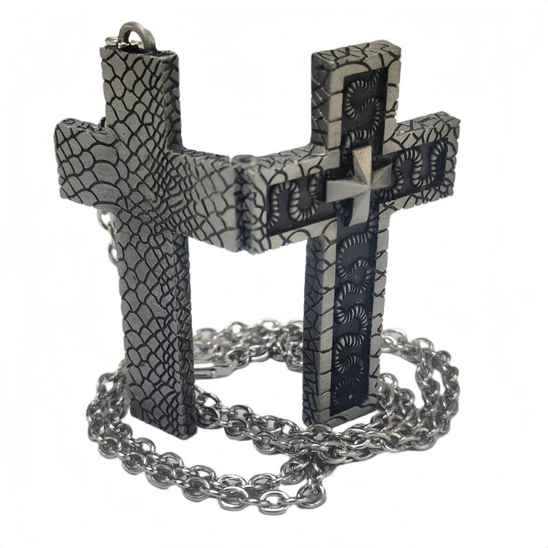 Collana Gioco dei Calamari, Collana Croce Stampata in 3D per Uomini con Scomparto Segreto, Ciondolo Personaggio a Forma di Dieci, Porta Gioielli, Accessorio Elegante