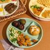 Runde Dreifach-Gitterplatte Keramik 211 Fettreduzierende Gitterplatte Frühstück Separate Teller Erwachsene Kinder Gewichtsverlust Obstplatten