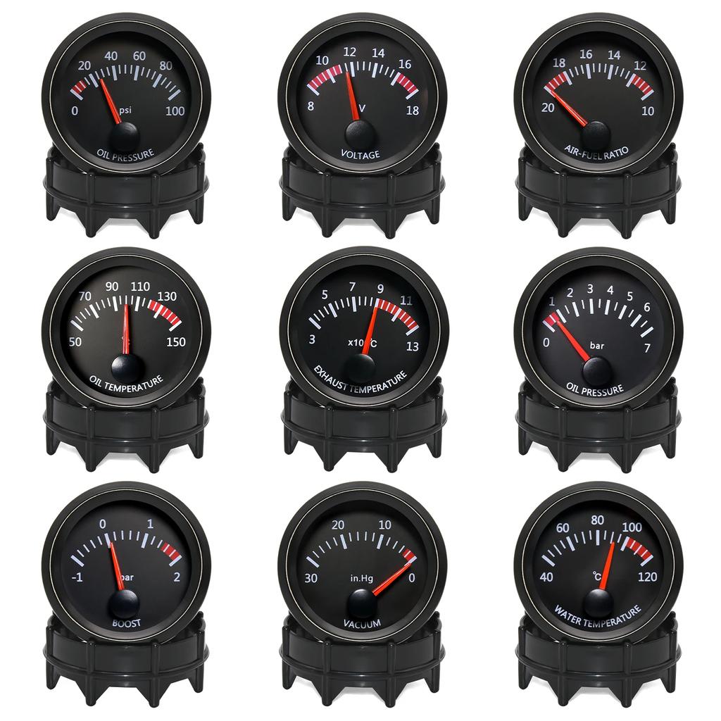 52mm 12V Car Oil Pressure Gauge Water Temp Oil Temp Volt Air Fuel Ratio Boost Exhaust Temp LED Meter For 12V Racing Gauge