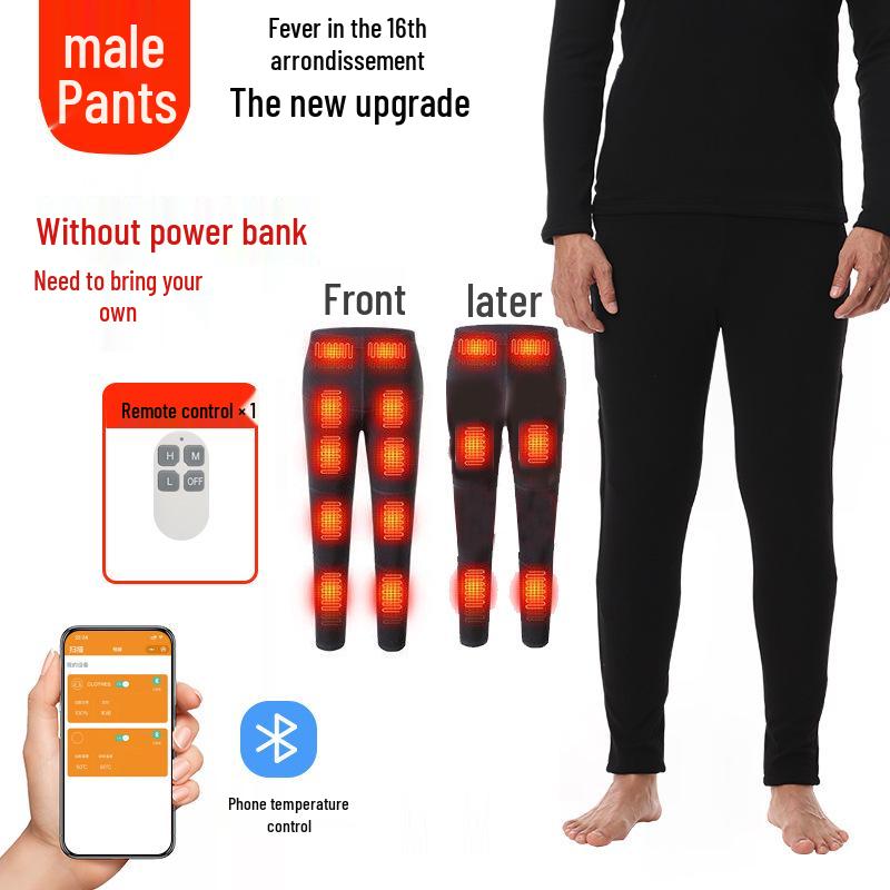 Electric Heated Thermal Underwear Set - Thick, Fleece-Lined Cold Protection for Middle-Aged and Elderly