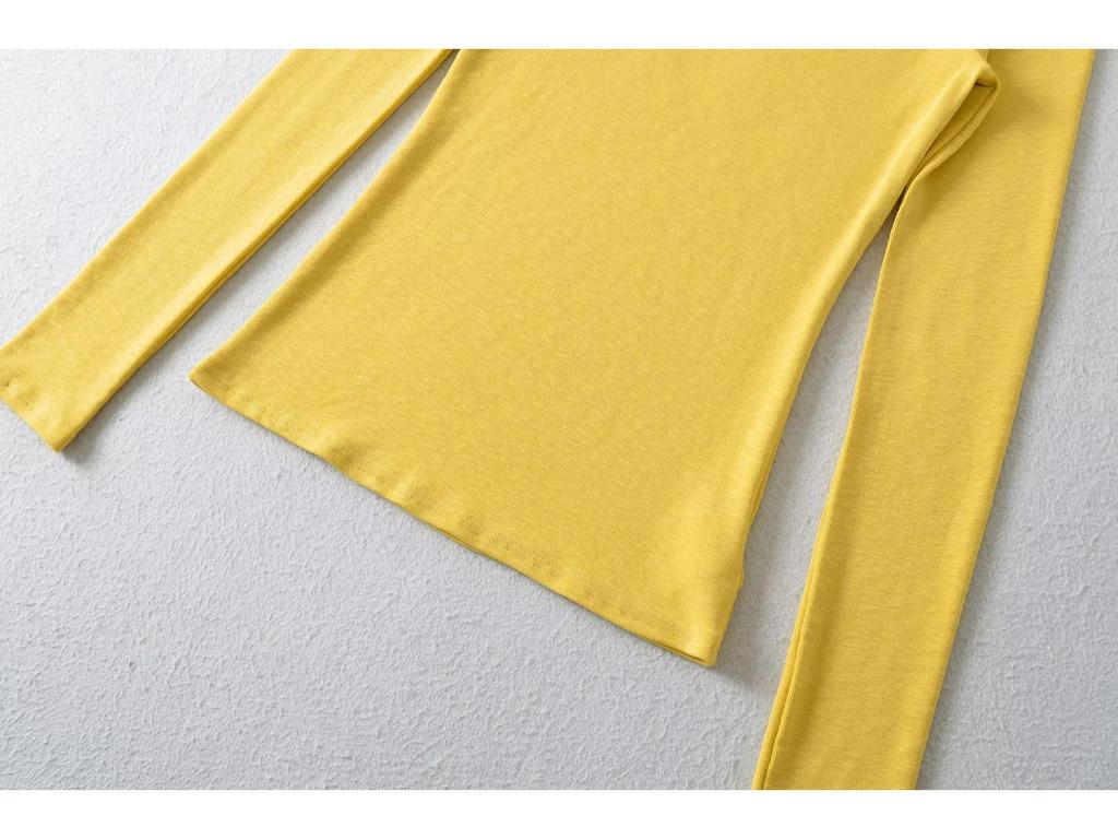 American Spice U-Neck Snowflake Cashmere Long-Sleeve Women's Slim Fit T-Shirt for Spring/Autumn