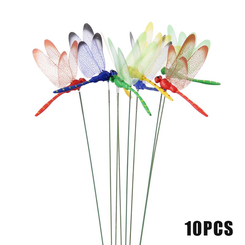 

10 шт. стрекоза садовый дворовый горшок стрекоза цветочная композиция красочная стрекоза уличный декор цветочные горшки украшение