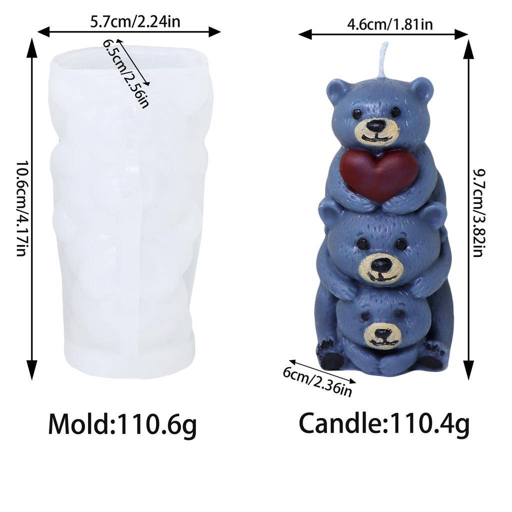 3D medvídek silikonová forma na svíčky zvířátka roztomilý pár medvídků forma na epoxidovou pryskyřici domácí dekorace nástroje na výrobu mýdla romantický svatební dar