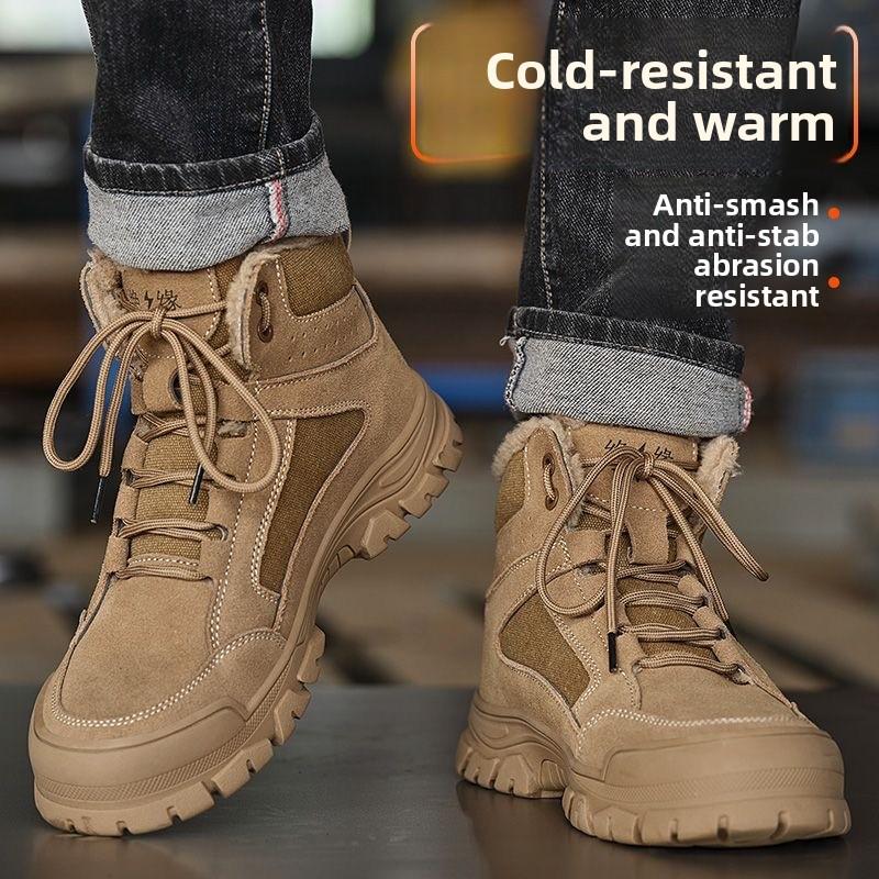 Safety Boots for Men Woman Winter Steel Toe Boots Thickened Warm Woman Sneakers Anti-smashing Work Shoes Men Protective 36-46