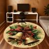 1PC Christmas bells Holly berries Office Round Area Rug, Under Office Chairs Bedroom Living Room Home Decor, Carpet for Office -1110156