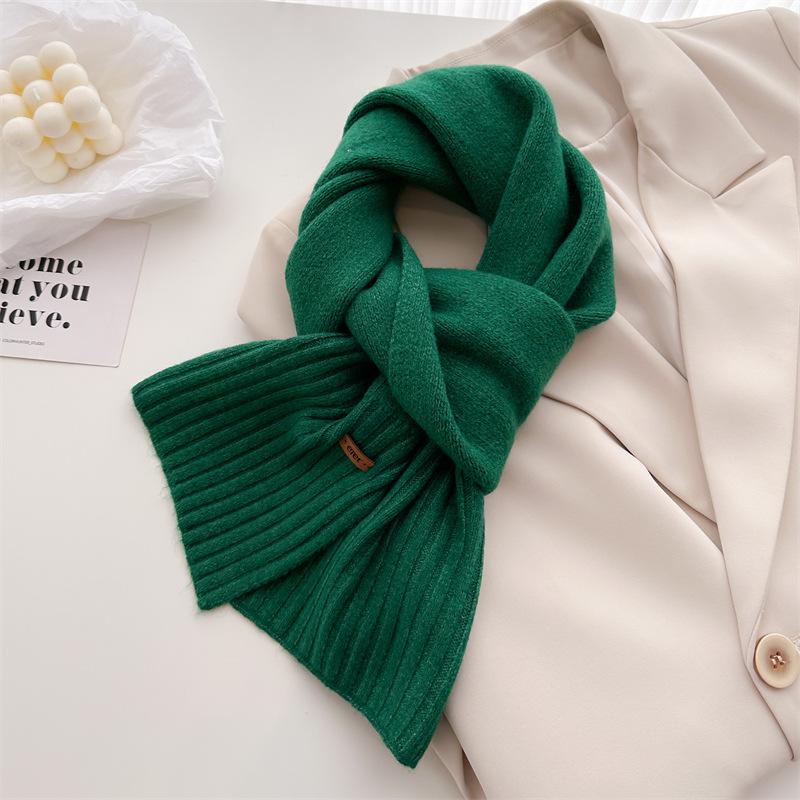 Korean Version Of Simple Soft Waxy Knitted Wool Scarf Medium And Long Shawl Scarf Versatile Warm And Cold Autumn And Winter Women